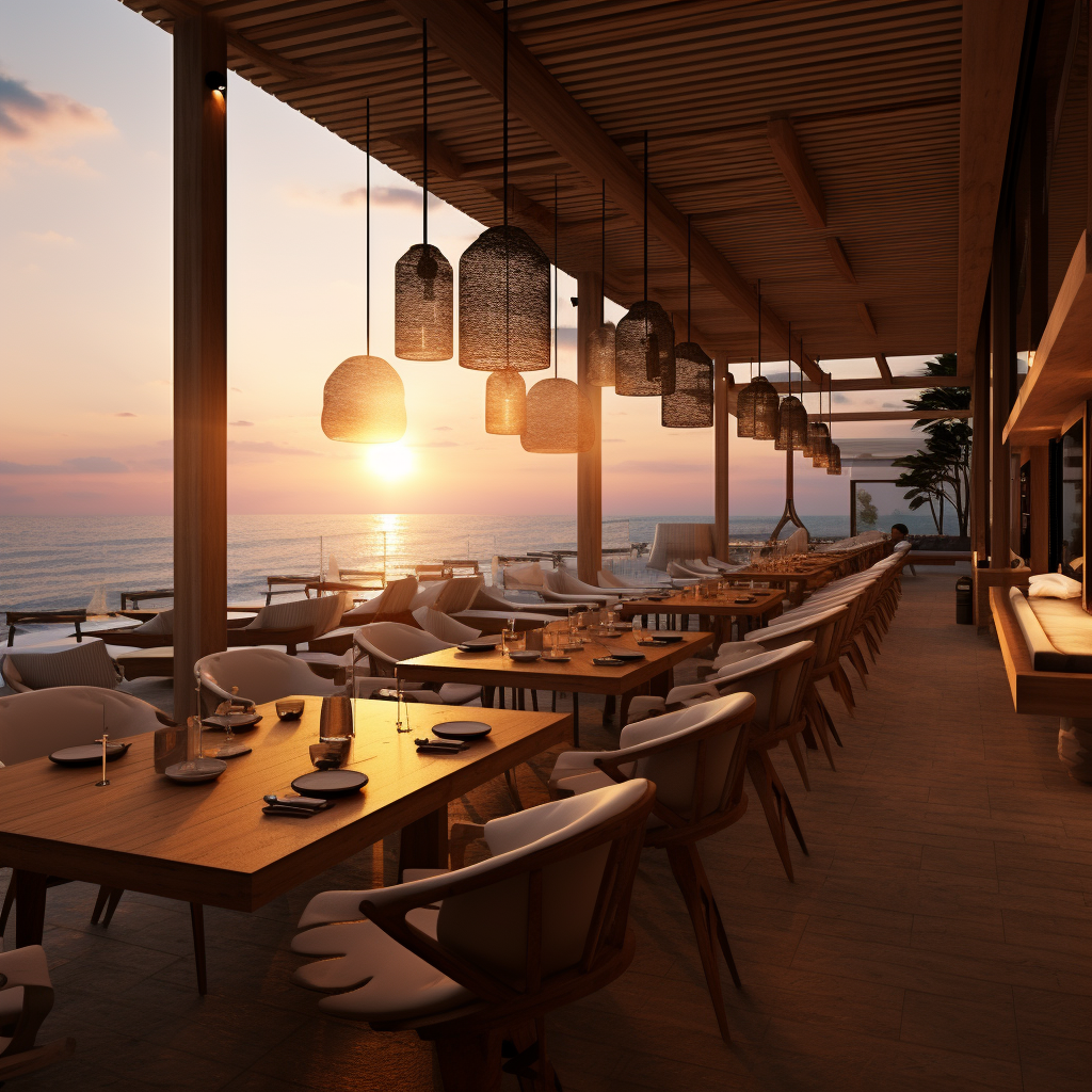 Beach restaurant with sunset atmosphere