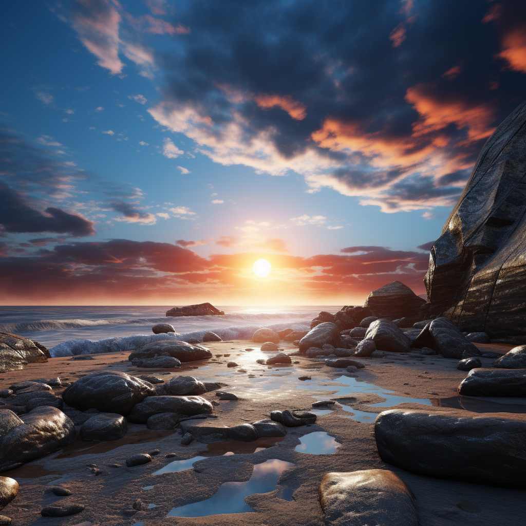 Stunning beach rocks and sky