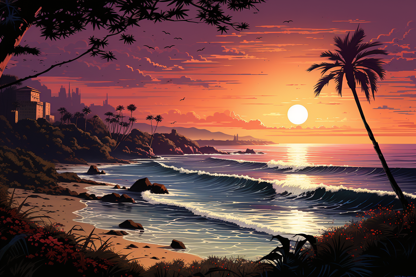 Beautiful beach sunset scenery