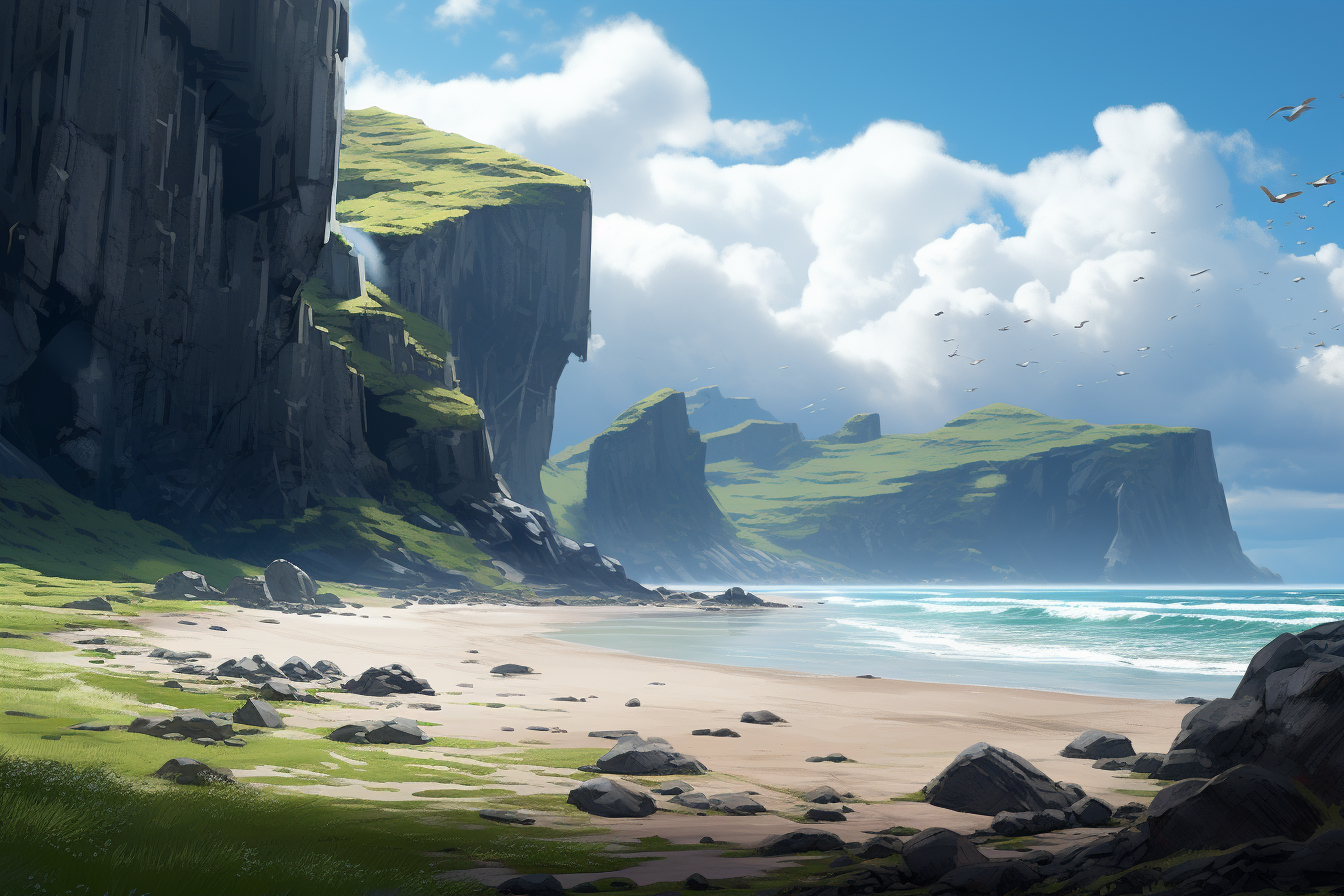 Scenic beach with cliffs