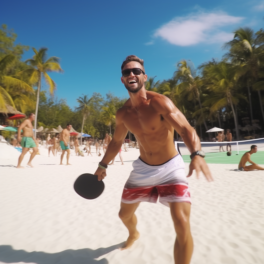 men playing beach tennis in Boracay