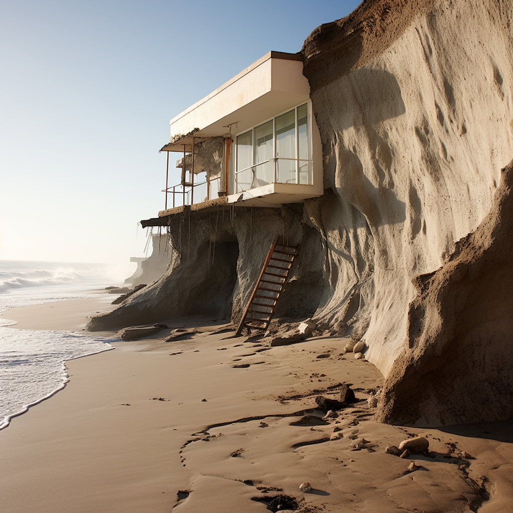 Tidal erosion at beach front