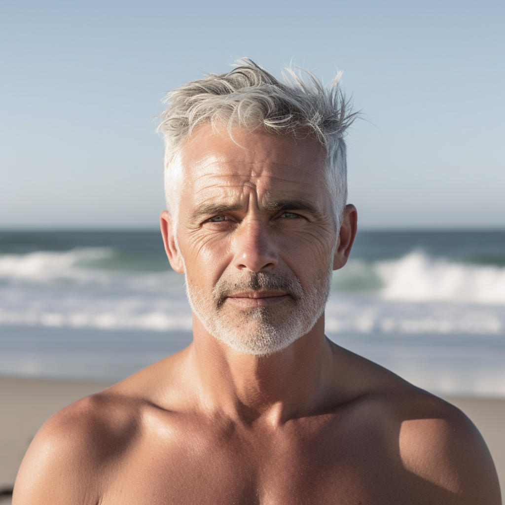 55-year-old man at beach