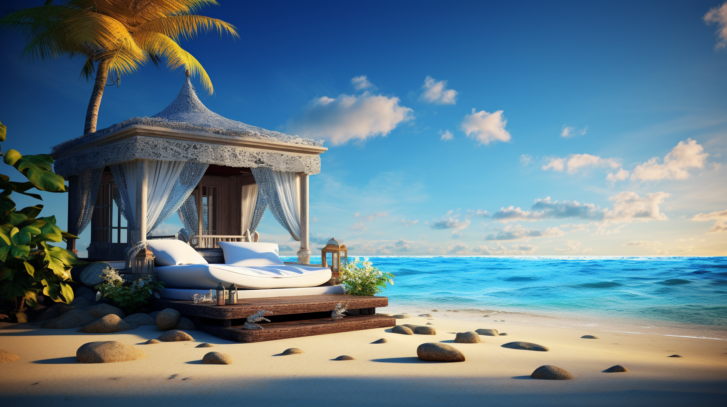 Tropical paradise beachfront desktop wallpaper