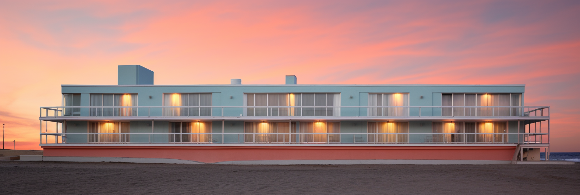 Beachside Motel Architecture with Monet's brushstrokes