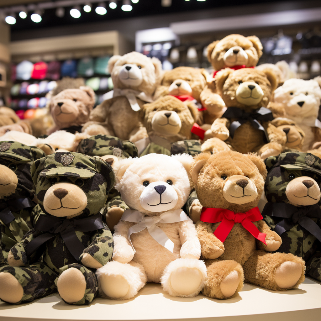 Group of bear soldiers marching