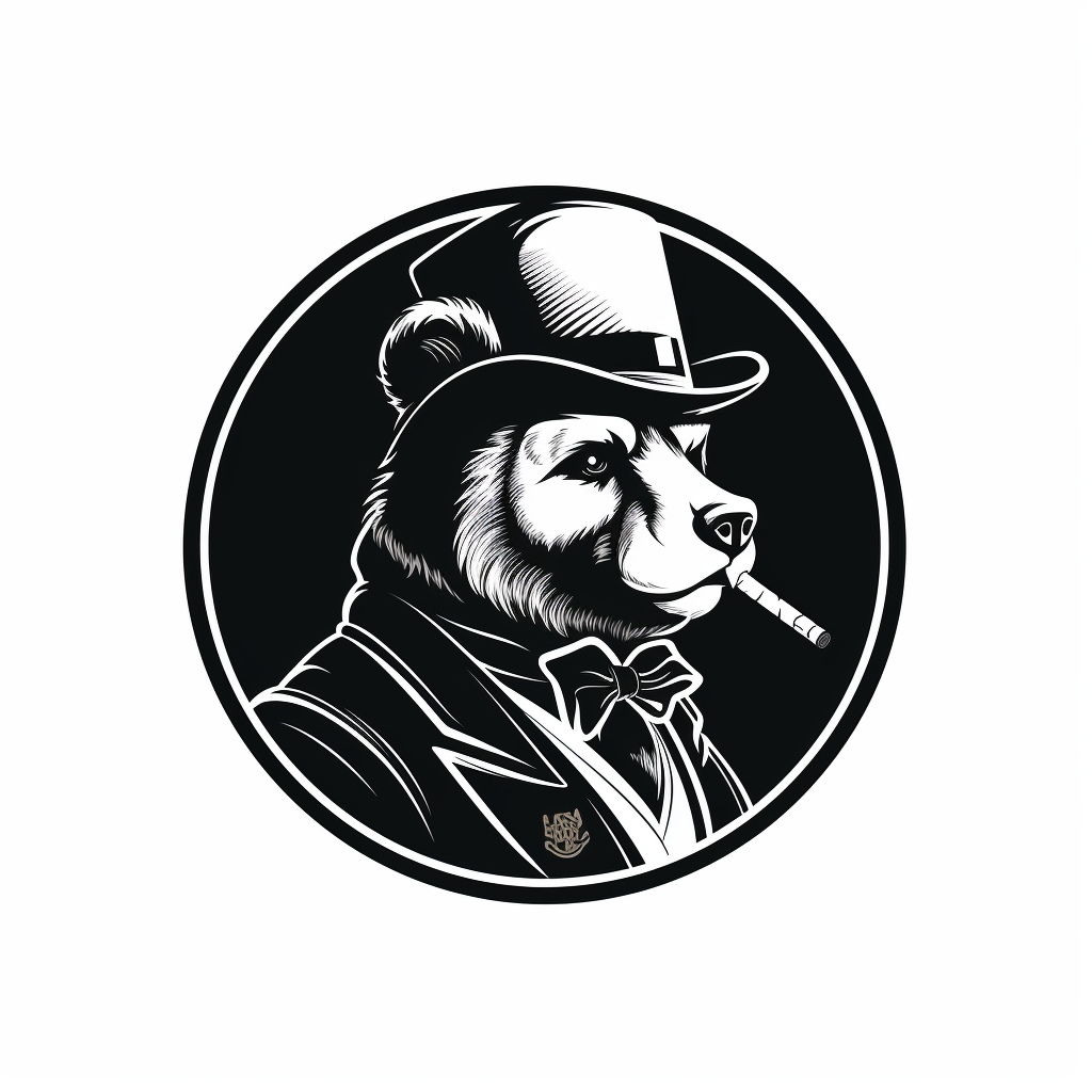 Bear Detective Smoking Pipe Minimal Lines