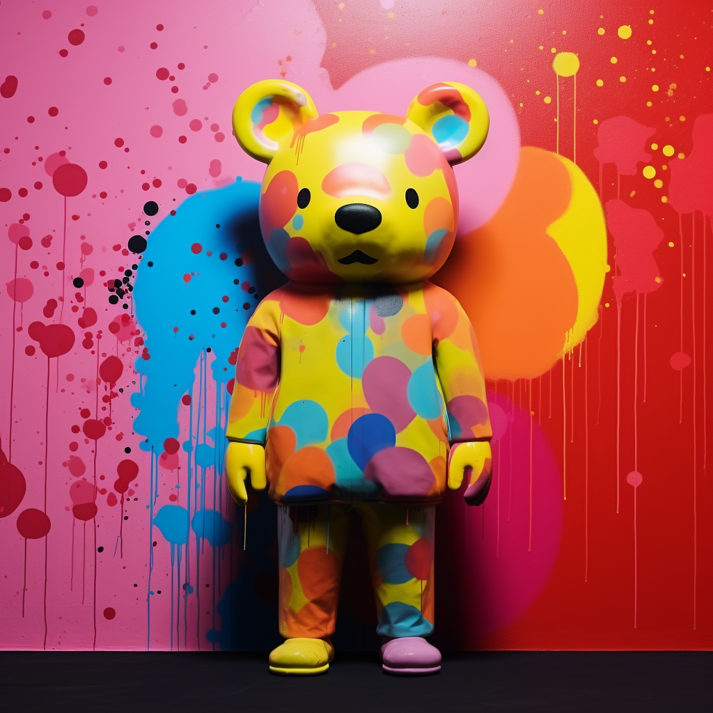 Colorful bear doll stand without face