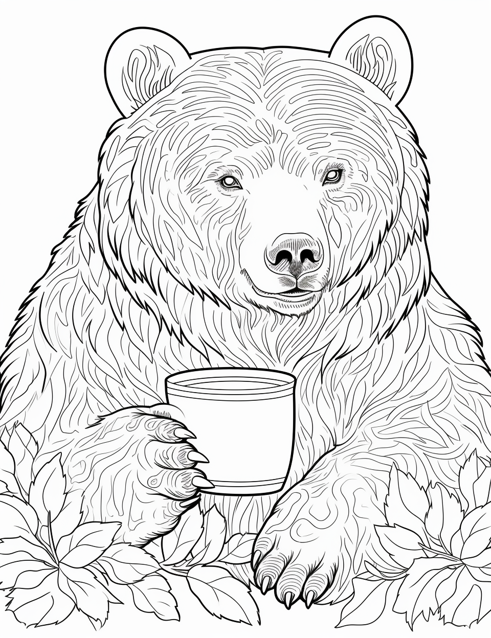 Bear enjoying a cup of coffee