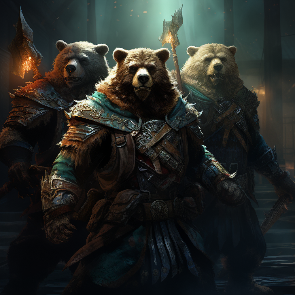 Anthropomorphic bear headhunters in mystic squad