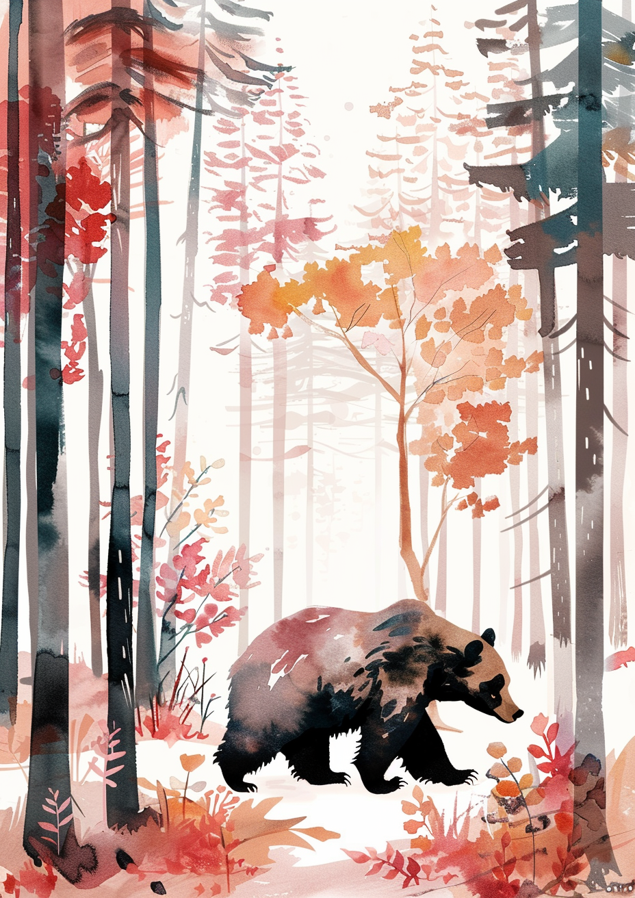 Bear in Colorful Magical Forest