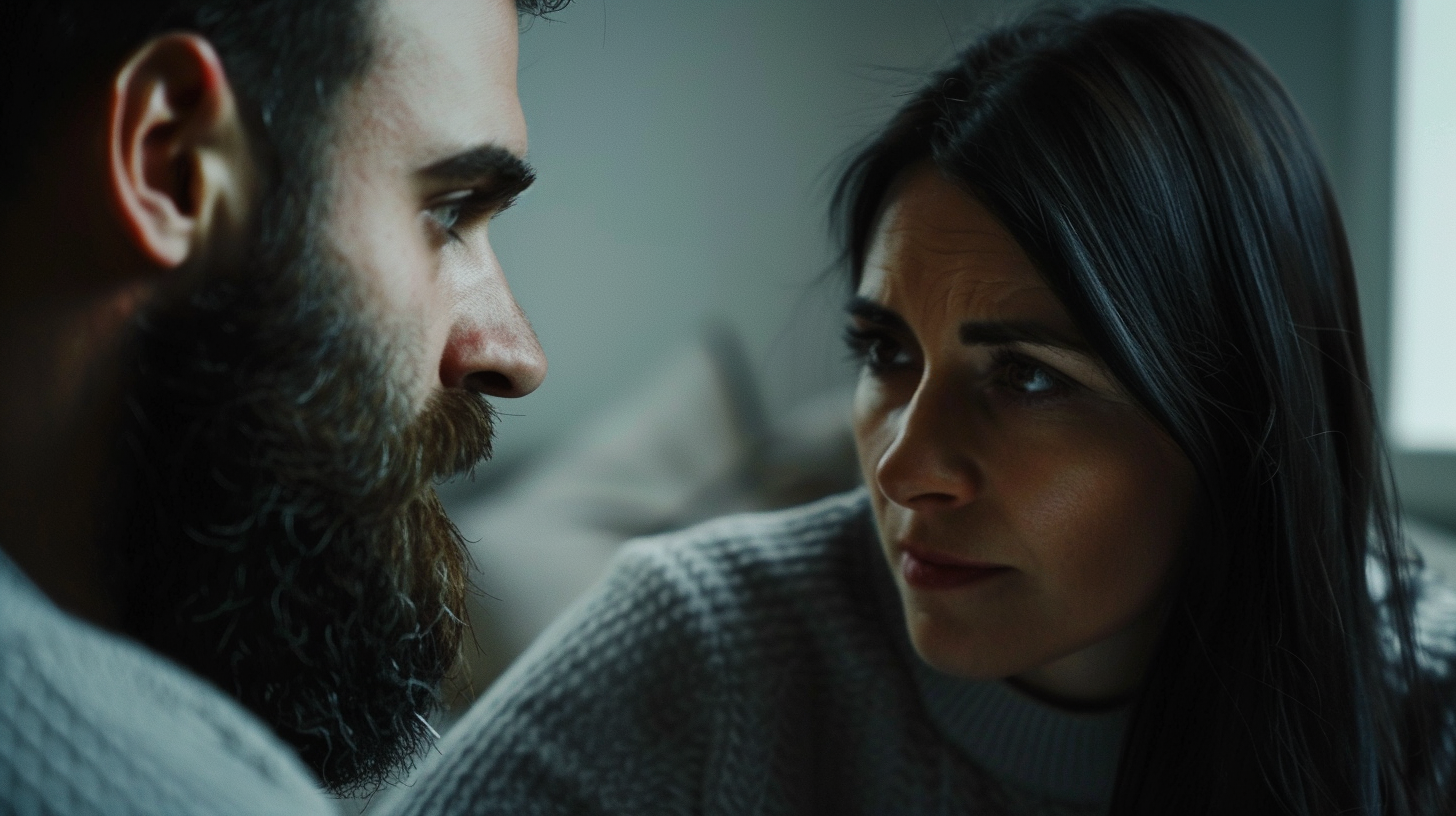 Bearded and Dark Haired Man and Woman Talking