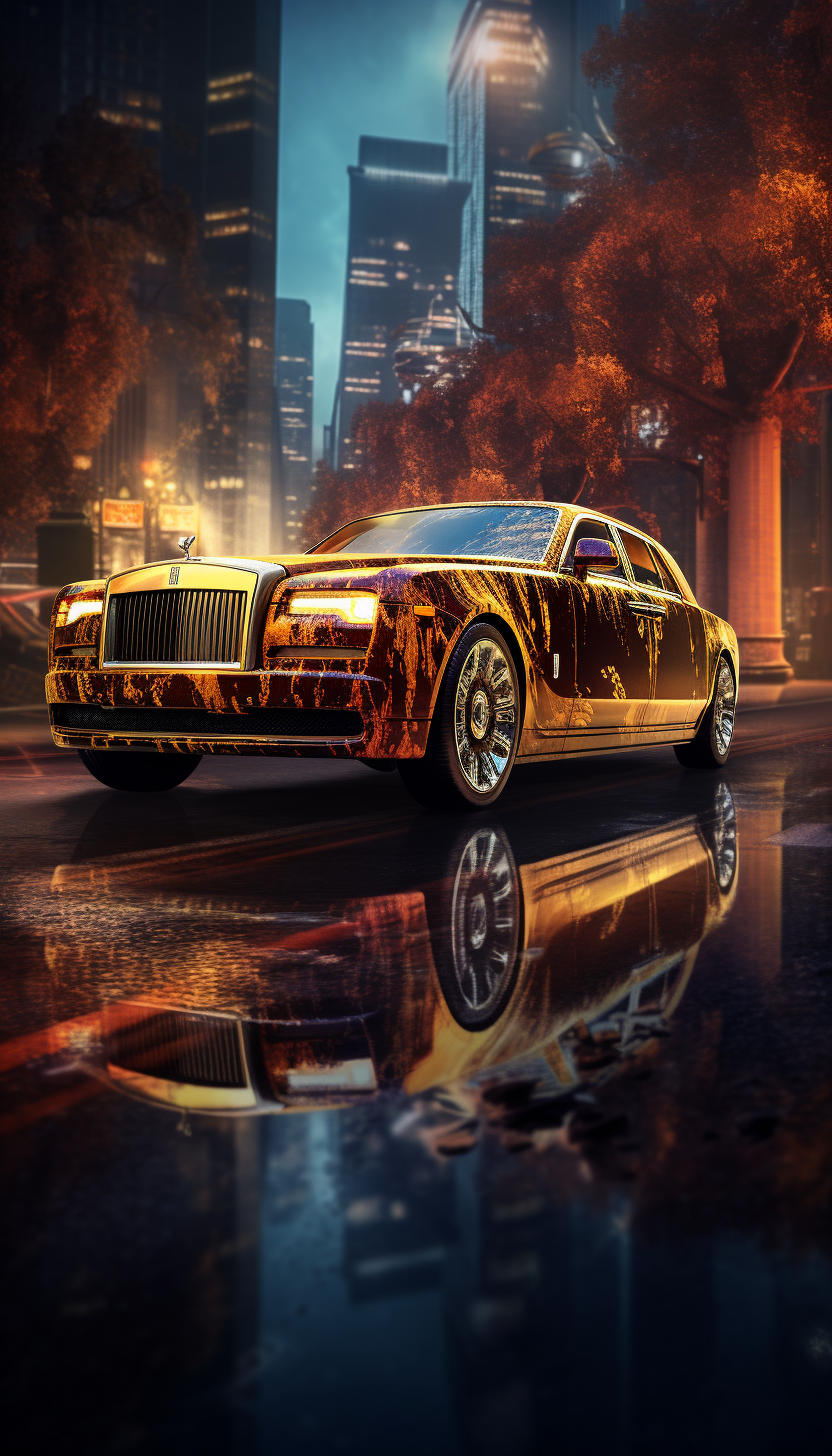 Luxury Beast Limousine speeding through city lights