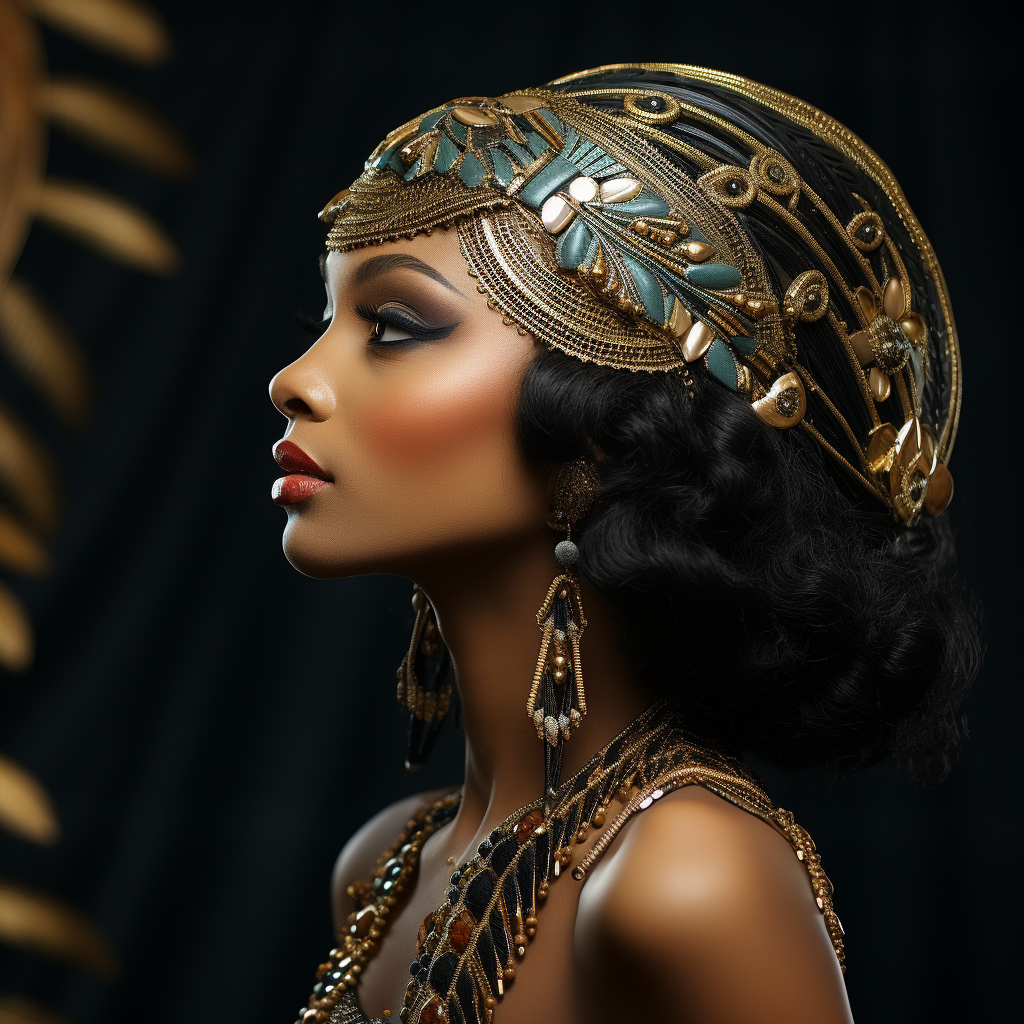 Beautiful 1920s African American Flapper Side Profile