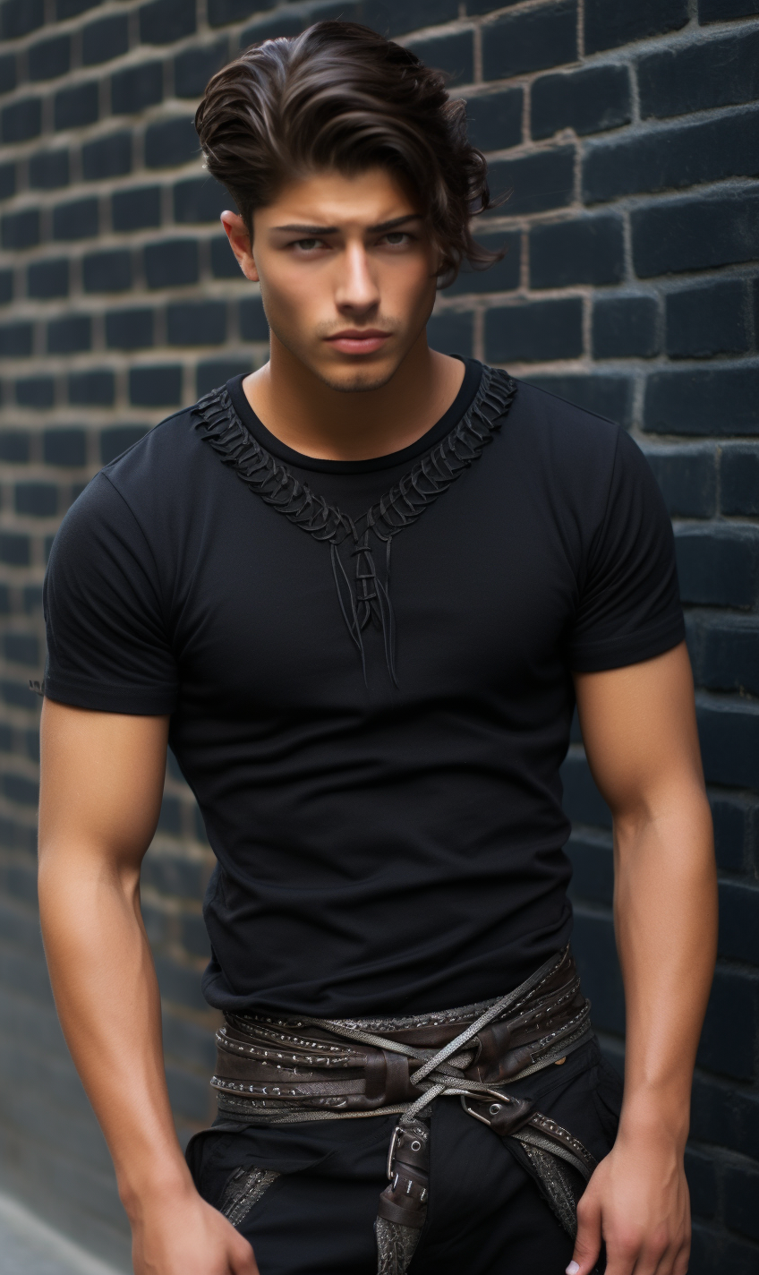 Handsome male model in crop top