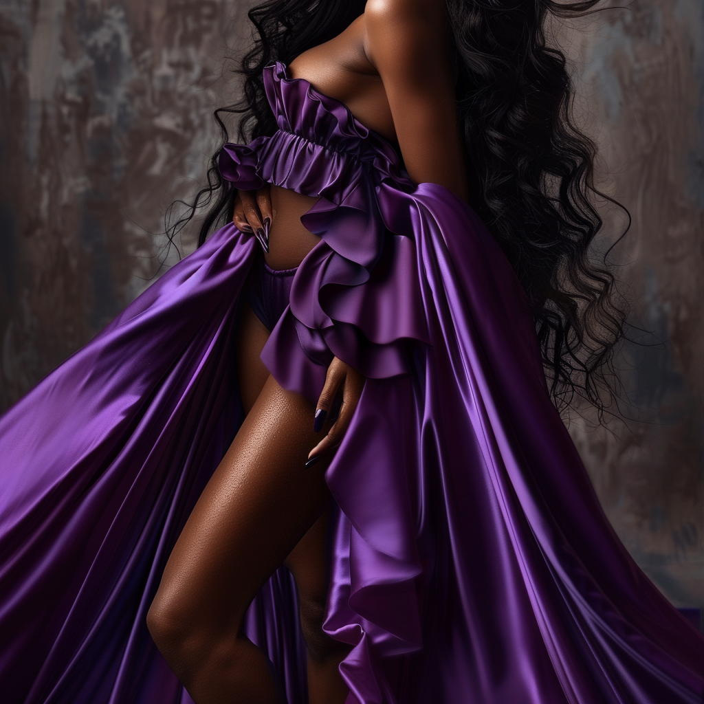 African American woman in purple dress