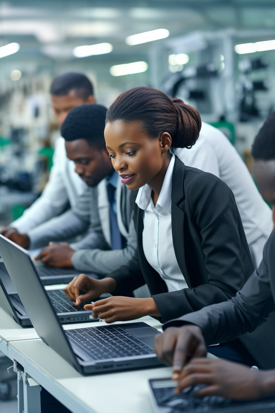 Young African Scientists with Branded Computers