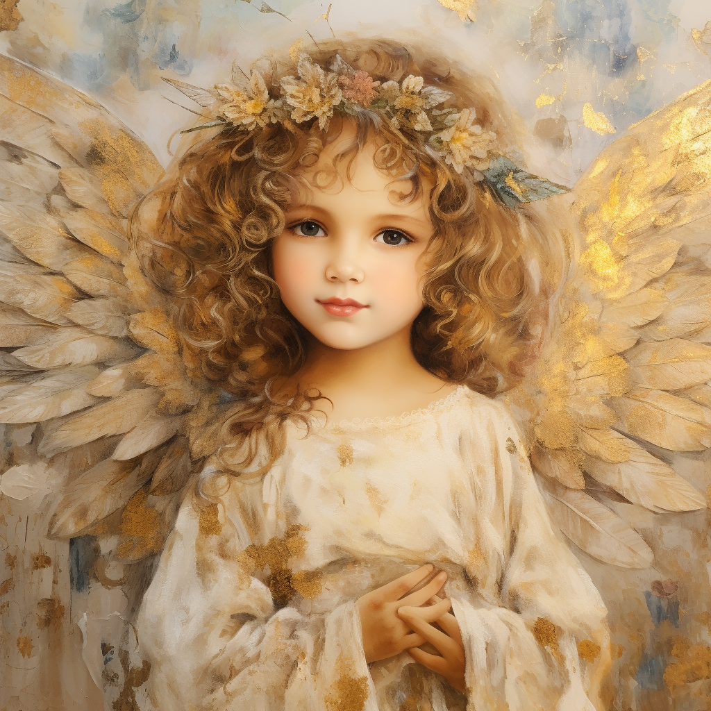 Beautiful Angel Child Close-up with Wings