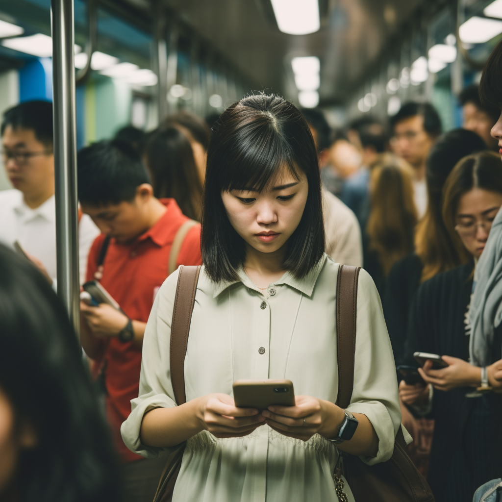 Asian lady not checking her phone