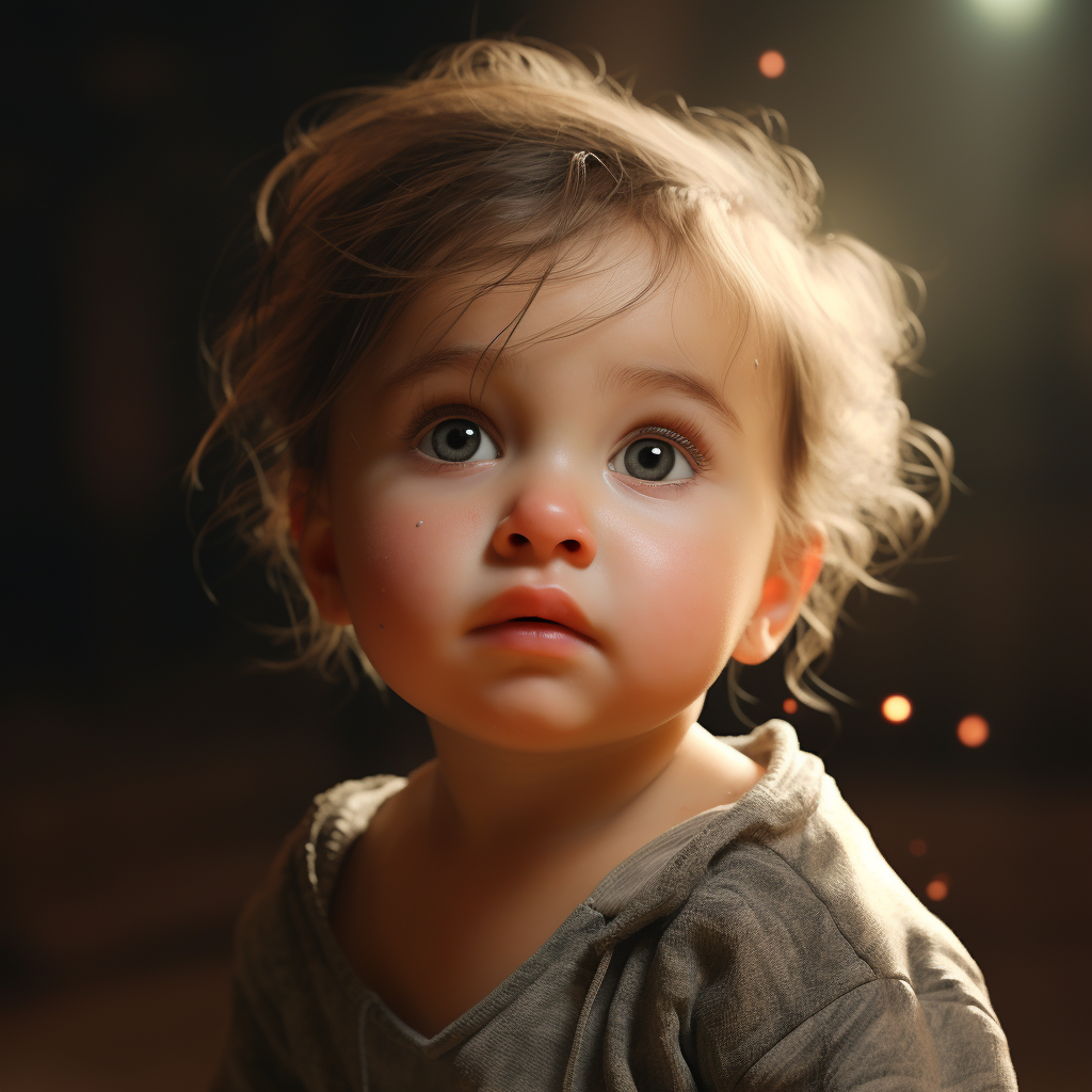 Beautiful baby in emotional lighting