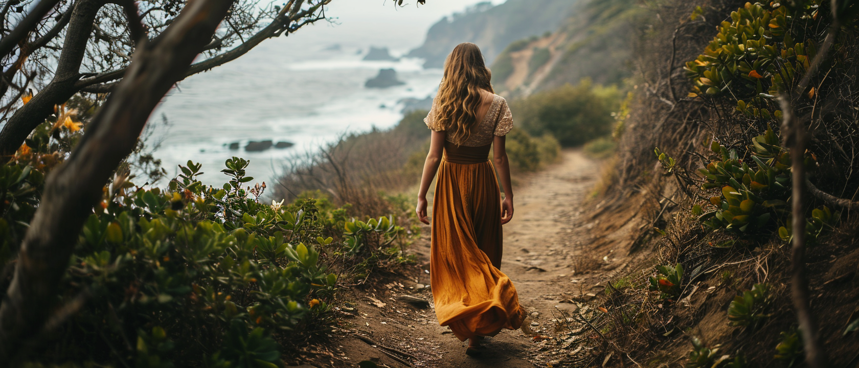 The Beautiful Woman on the Beach Path