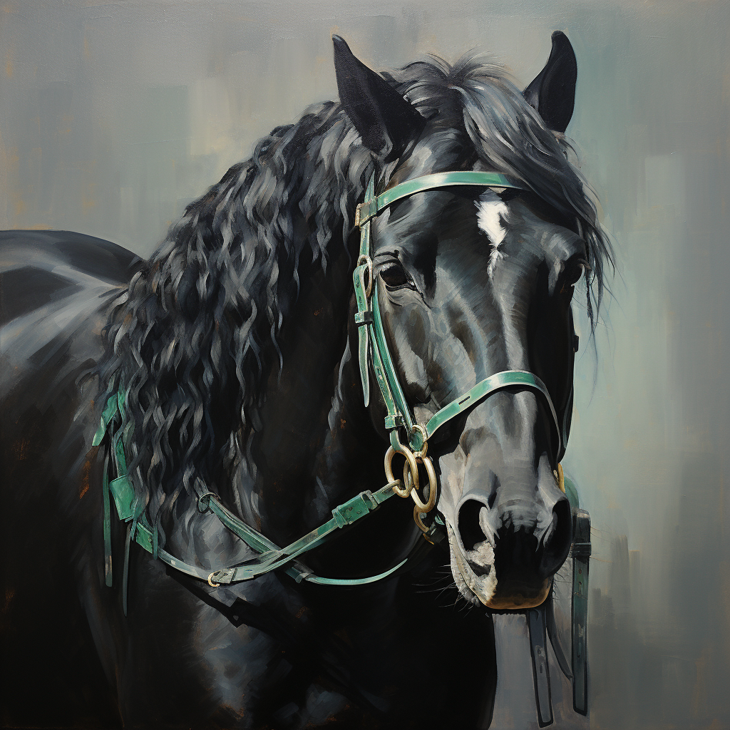 Majestic draft horse with emerald sheen