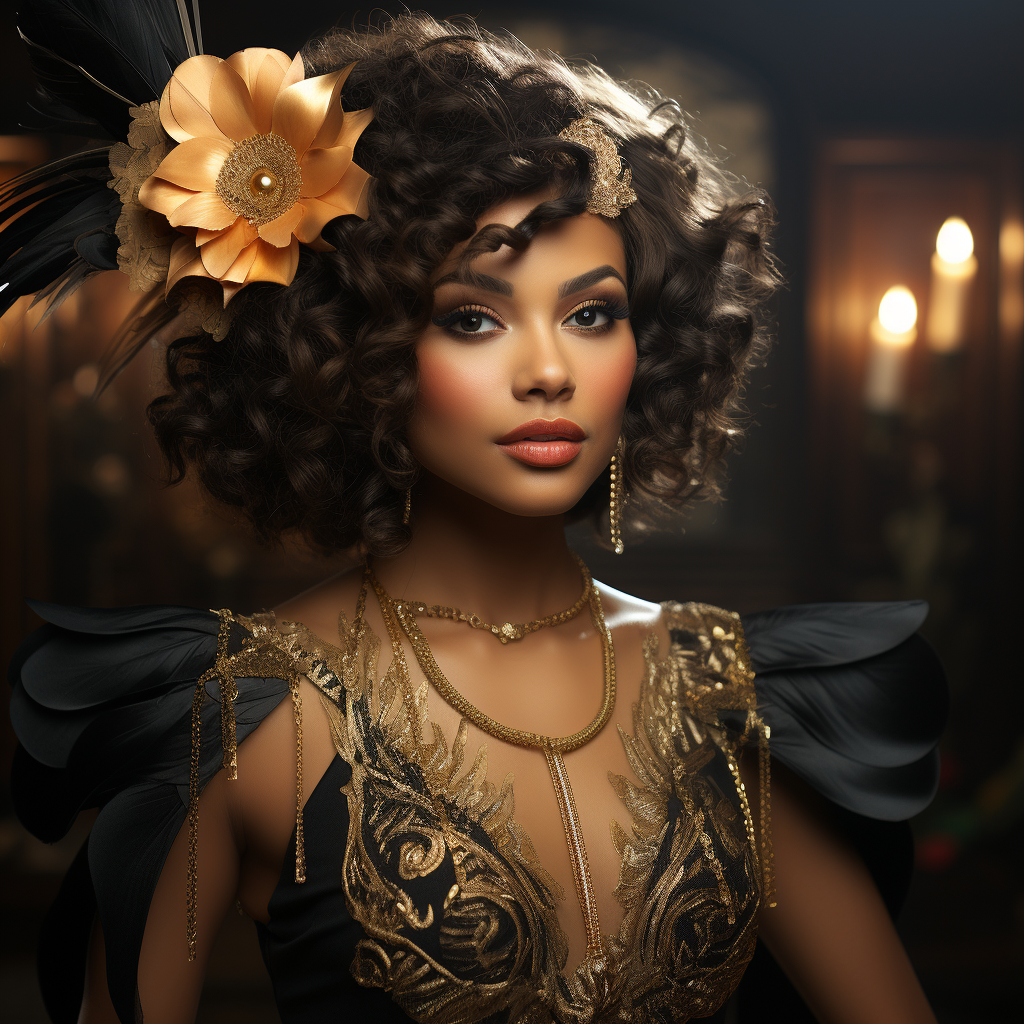 Beautiful black woman in flapper attire