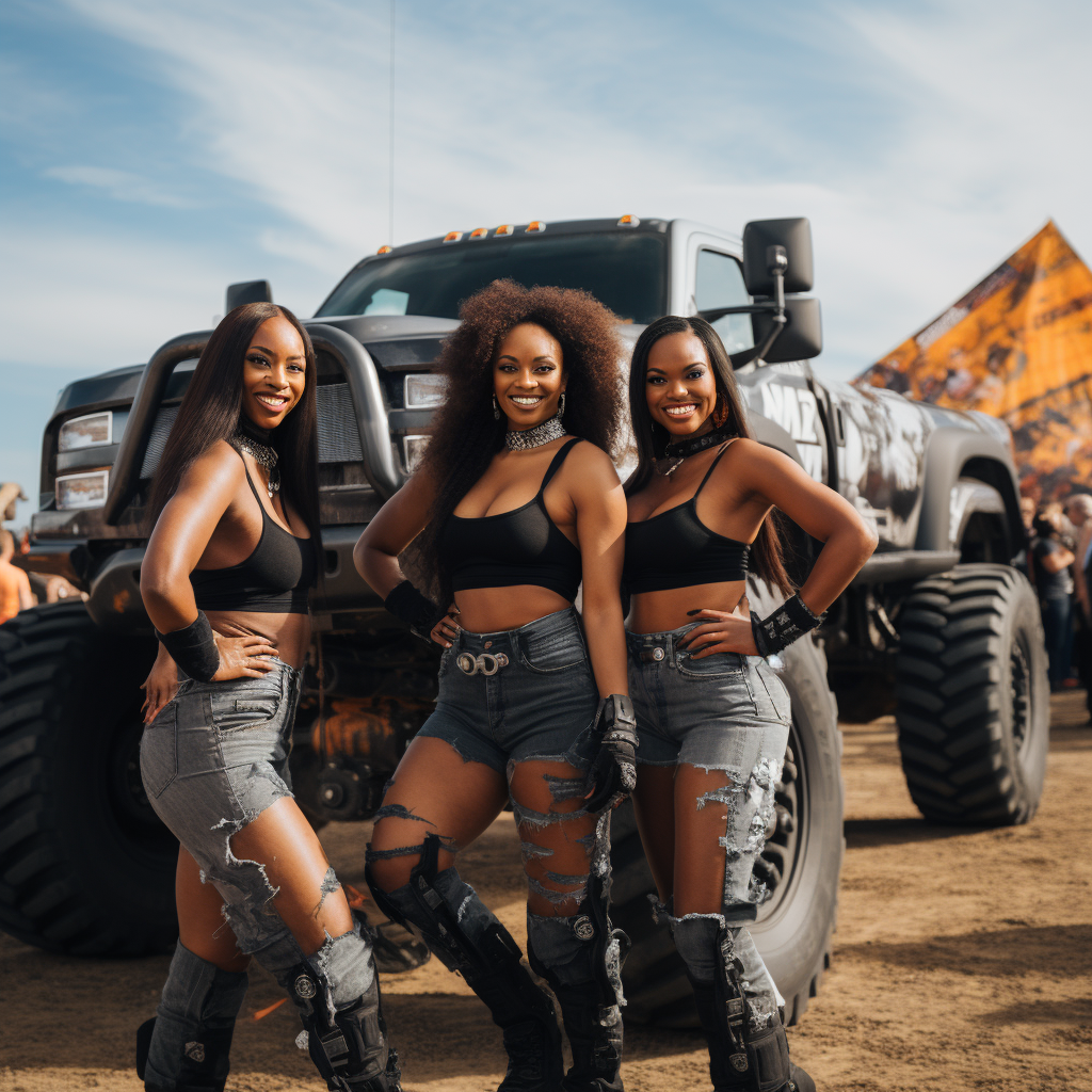 Black women dancers at monster truck show