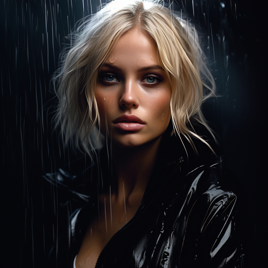 Gorgeous blond woman in sci-fi style