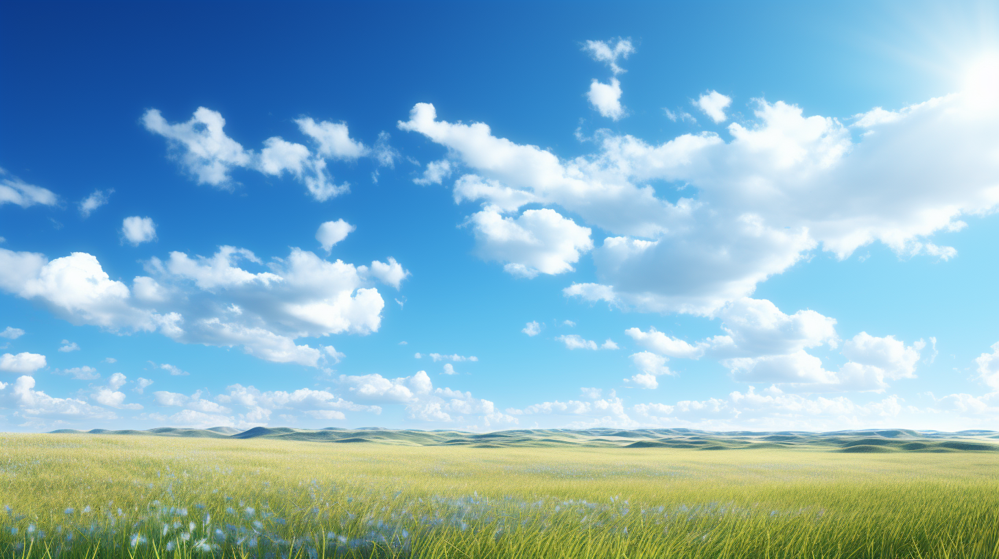 Scenic blue sky and cloud formation over a prairie