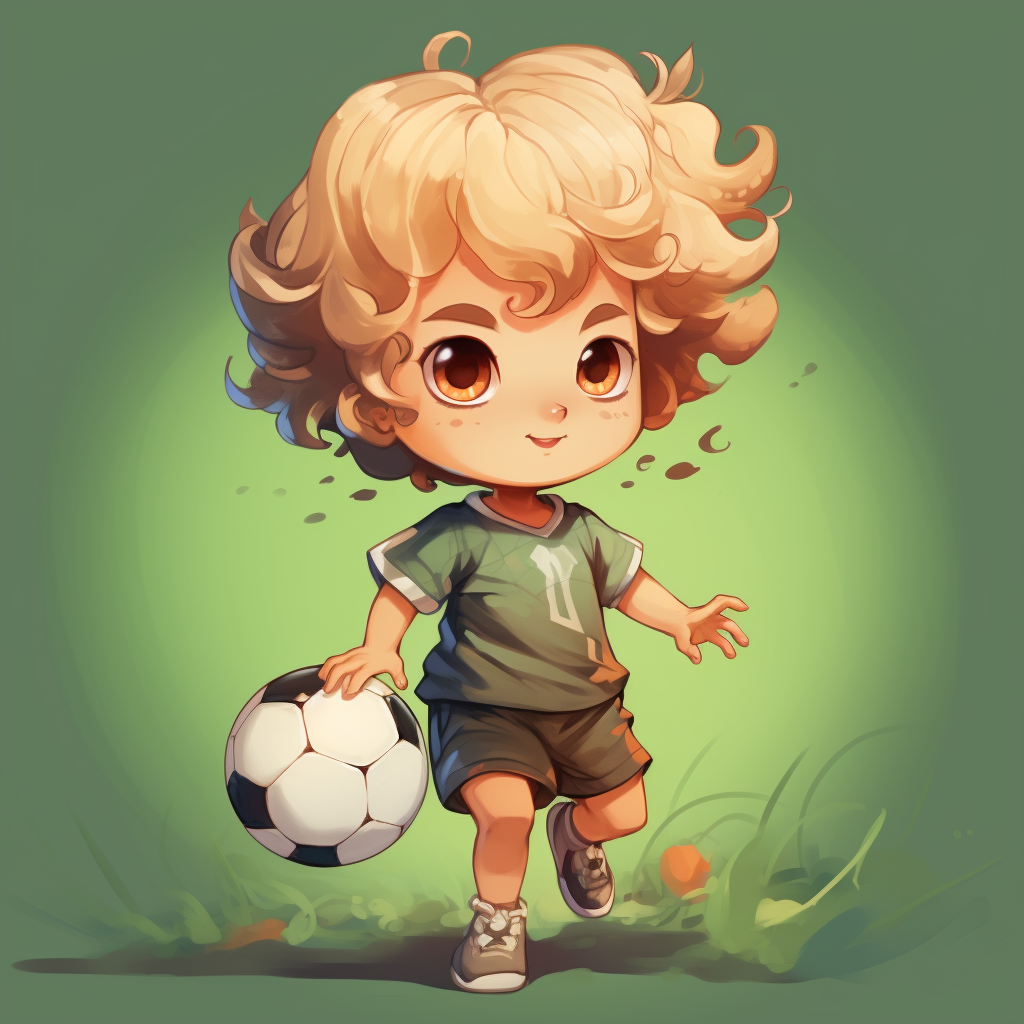 Boy playing football with a ball