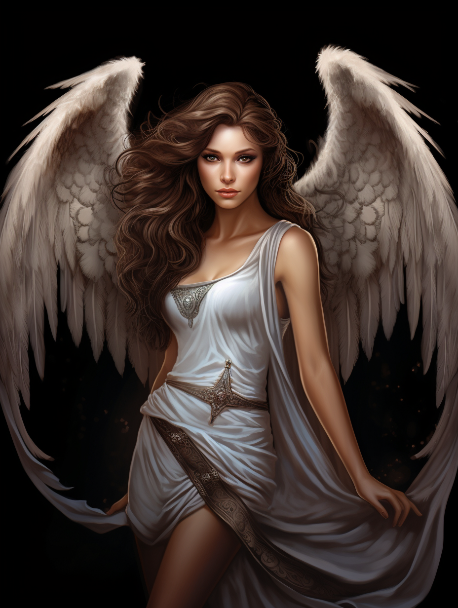 Beautiful brunette guardian angel tee shirt design