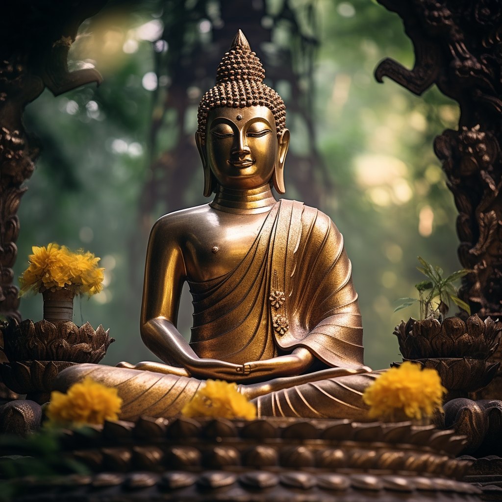 Serene Buddha statue in tranquil temple