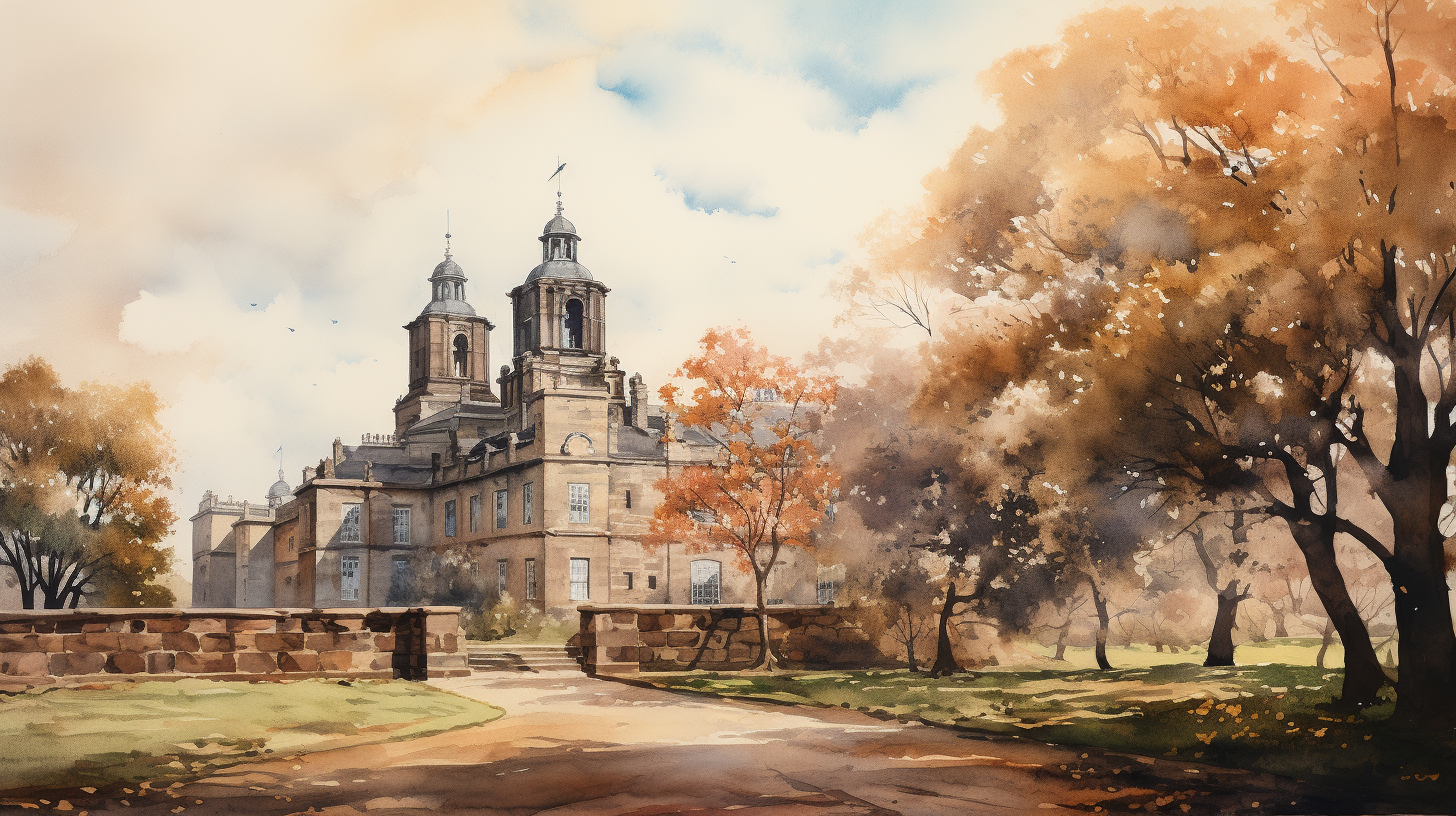 Soft-colored watercolor church