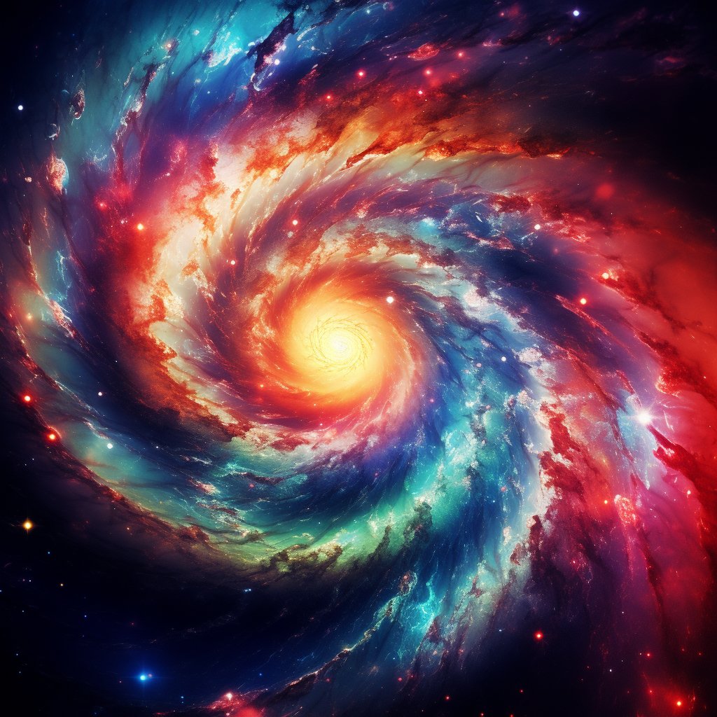 Vibrant spiral galaxy in space