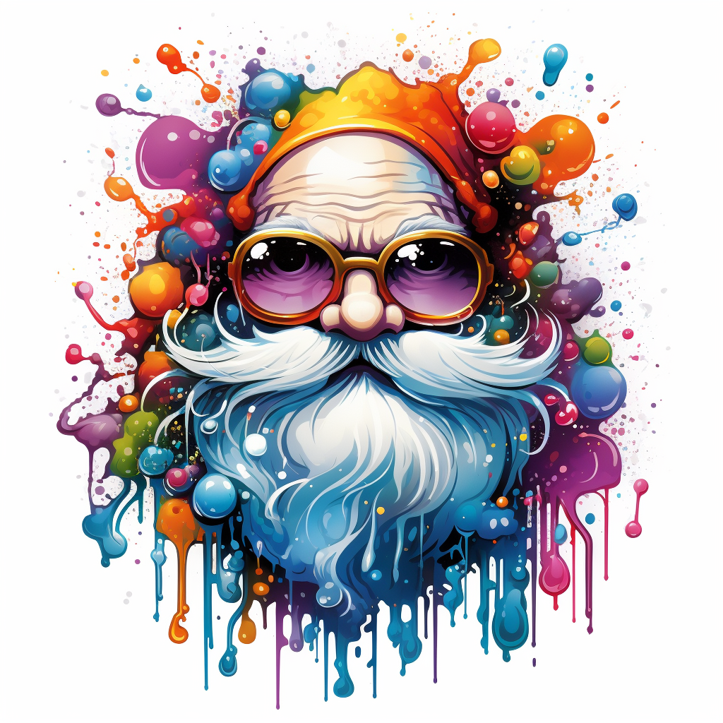 Colorful Santa Claus painting with beautiful brushwork