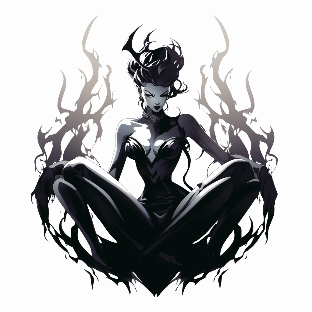 Vector silhouette of beautiful demon queen