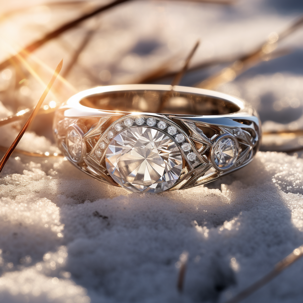 Diamond ring in snow