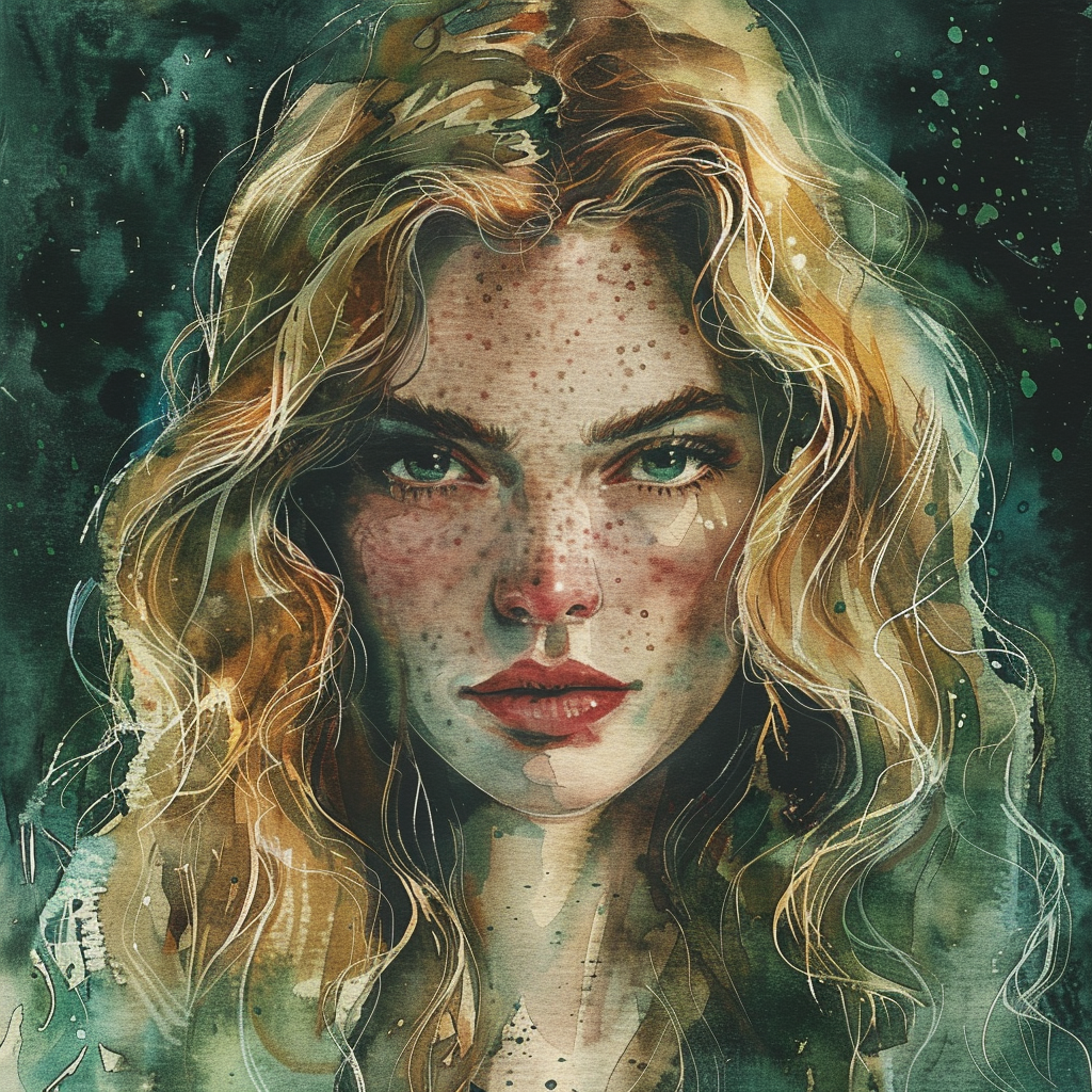 Beautiful female elf portrait watercolor