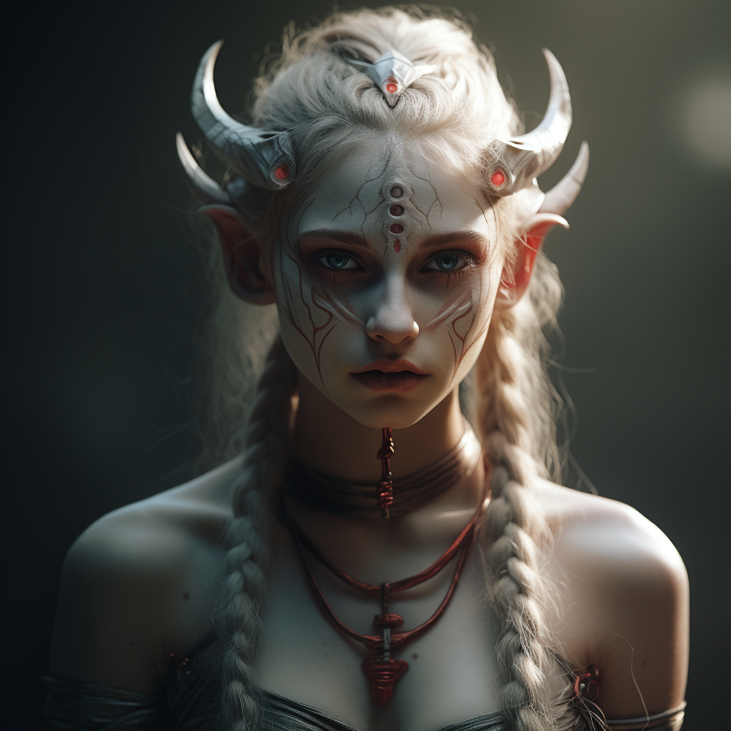 Gorgeous elf woman with blind ears and red tips