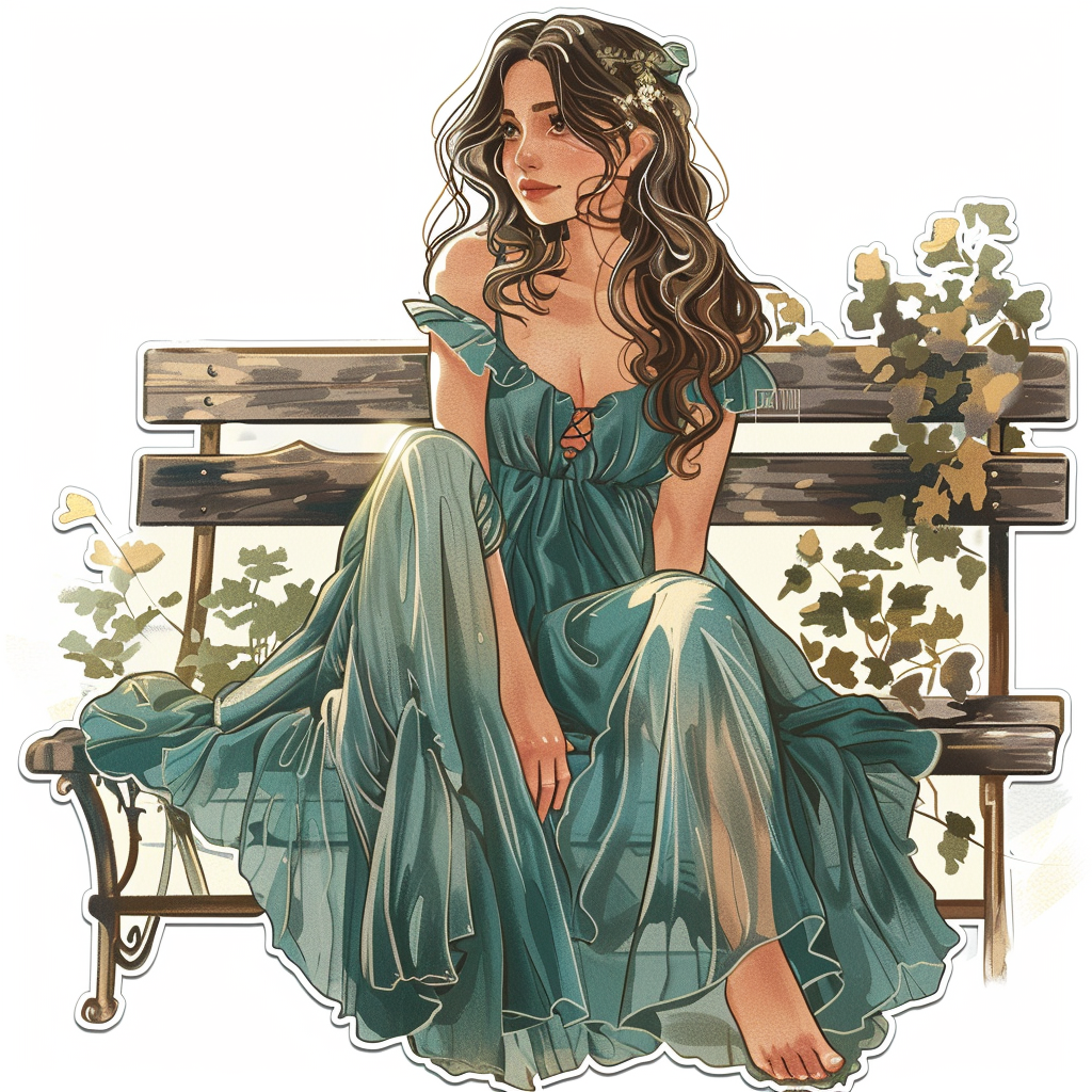 Beautiful ethereal woman on bench