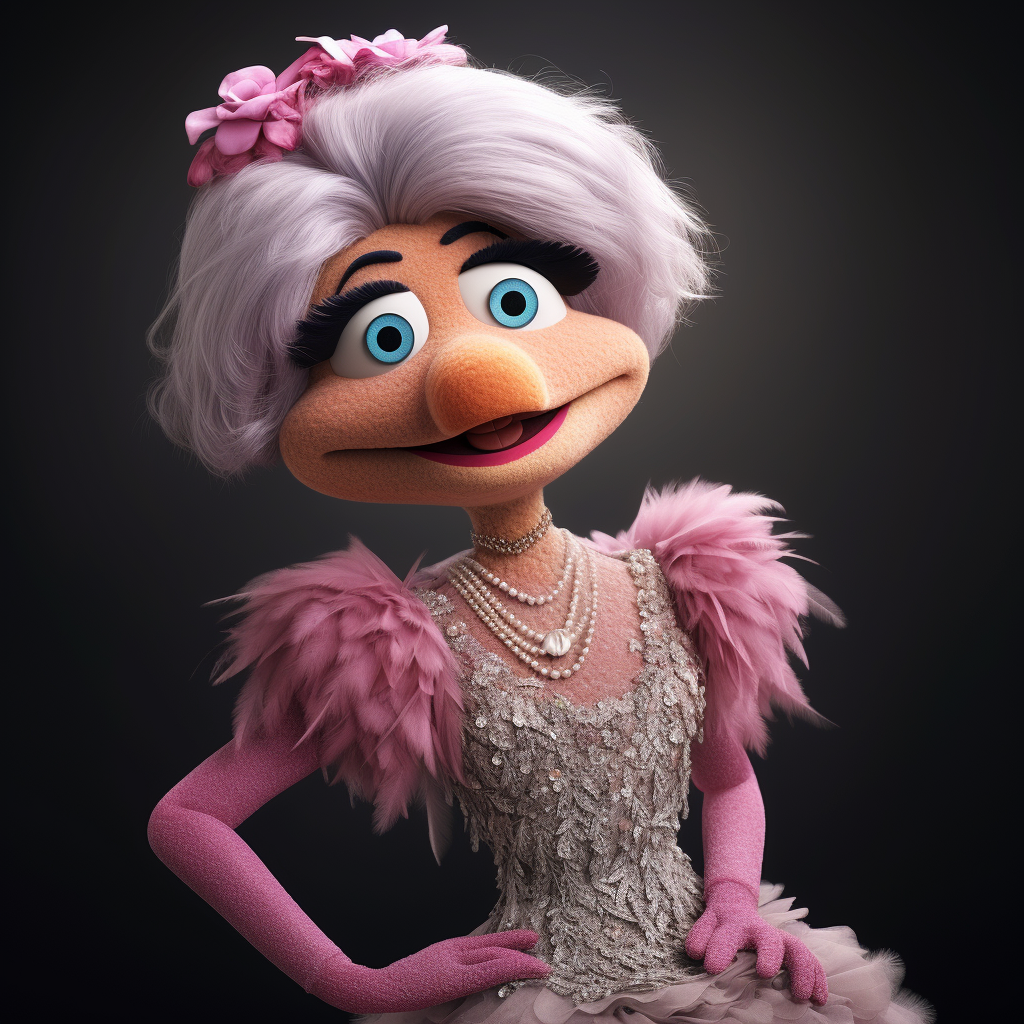 Female fashion designer muppet with creative character design