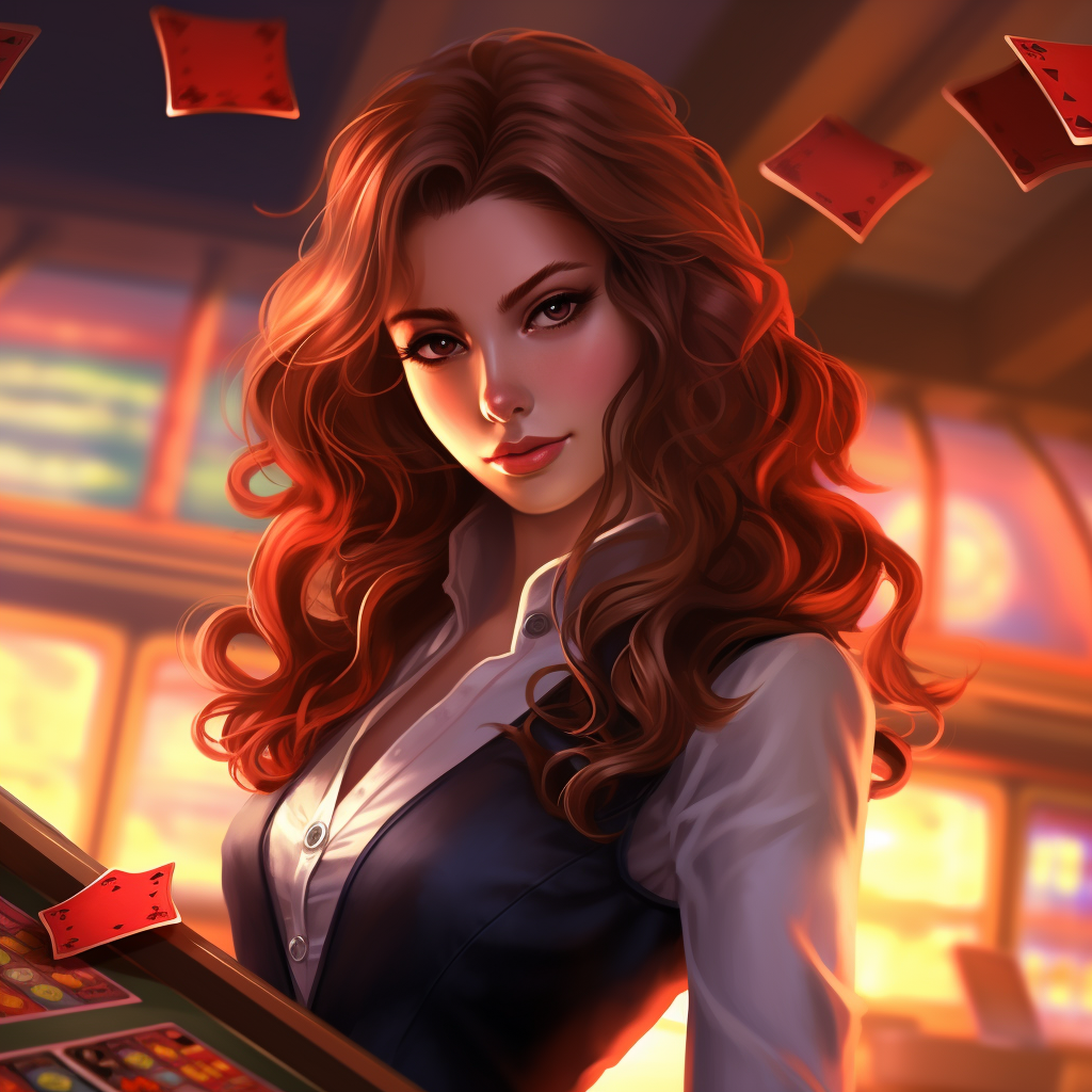 Beautiful anime casino dealer character