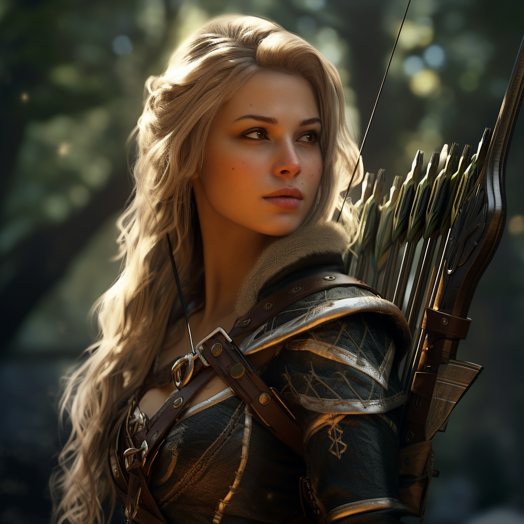 Beautiful female archer with bow