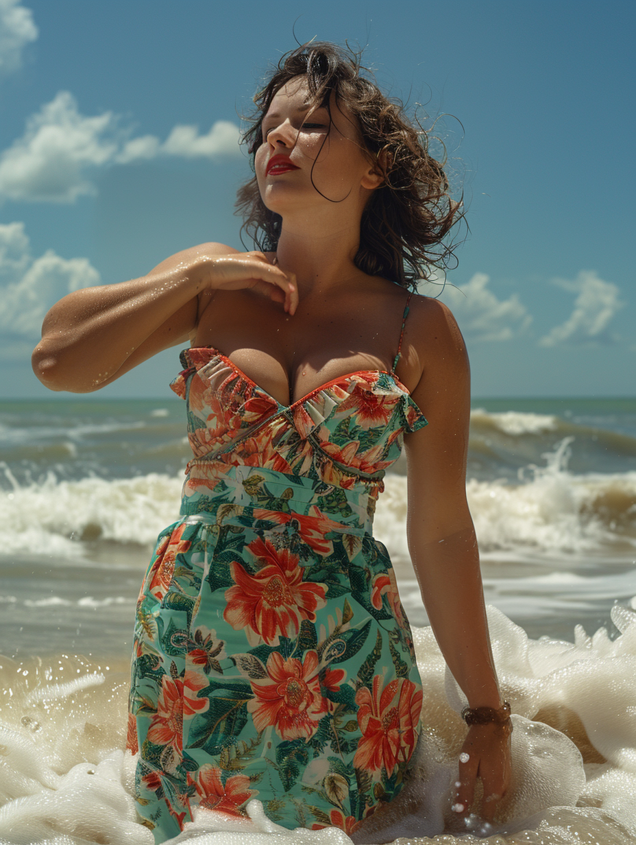 Female on beach full body