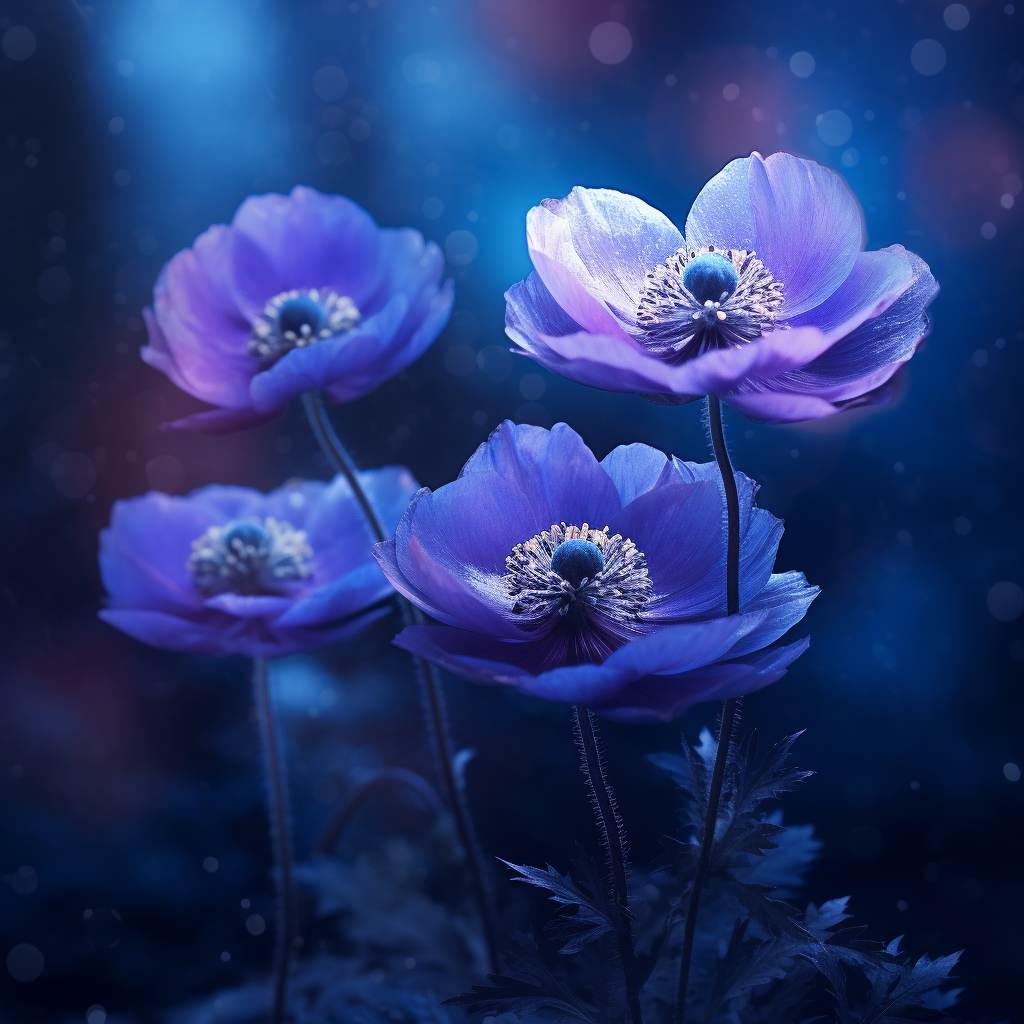 Flower Anemone on Dark Violet Background