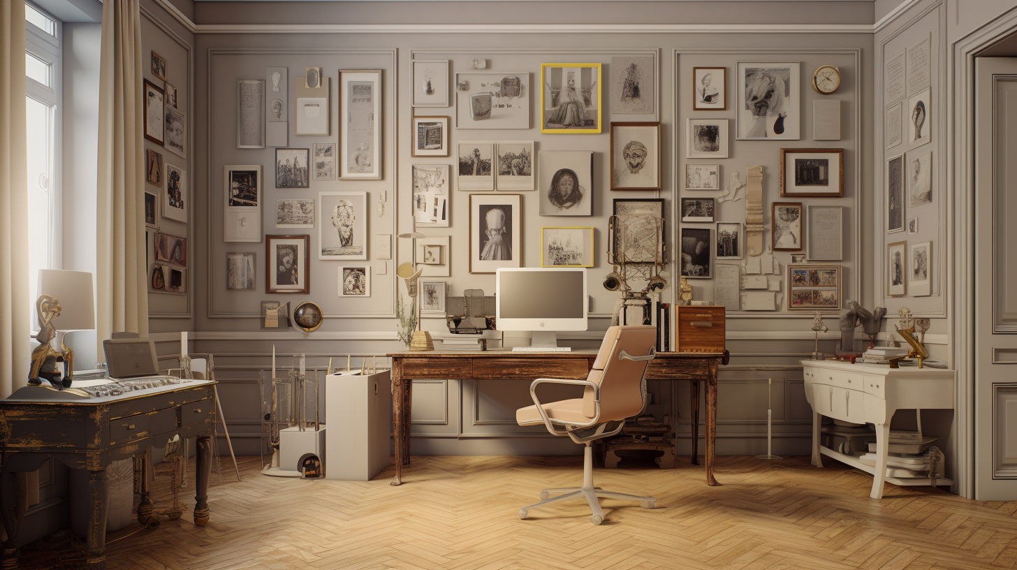 Grey and Cream Room with Framed Artwork