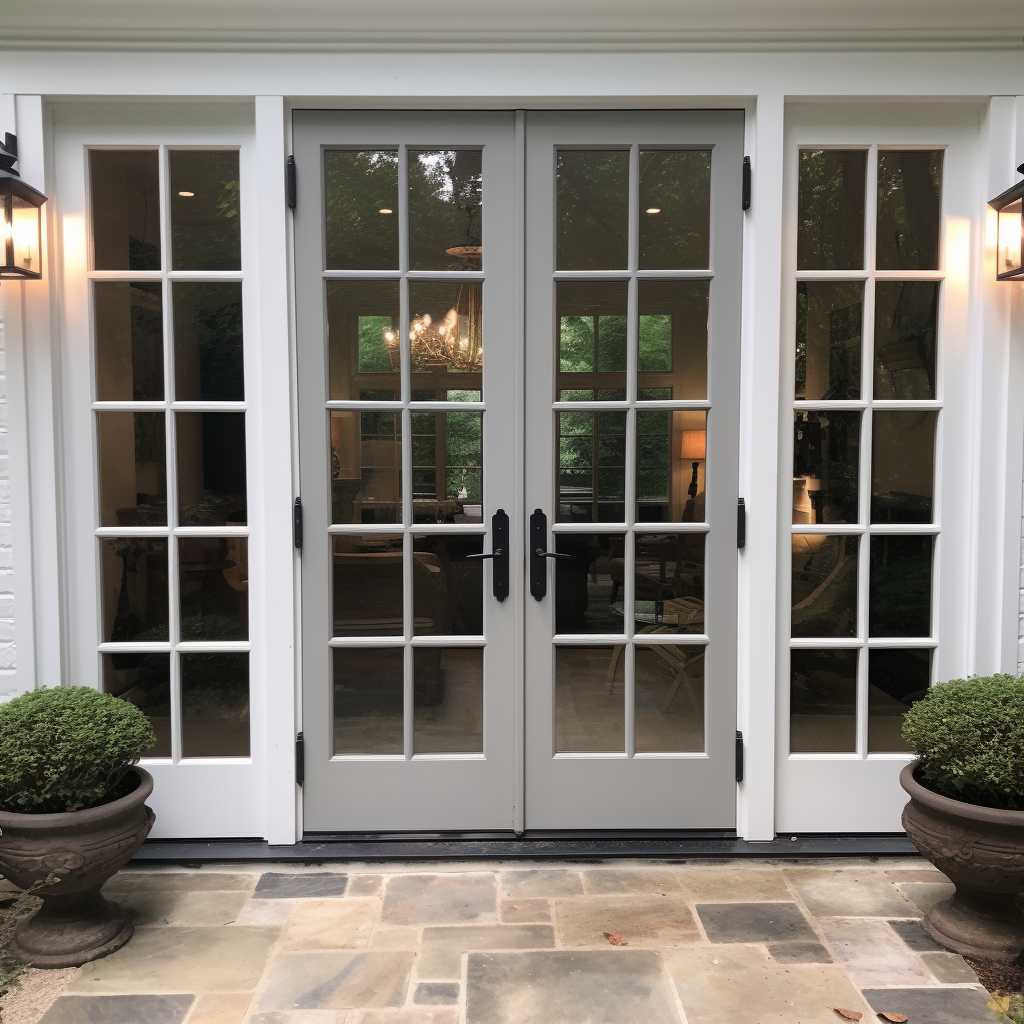 Stylish and Elegant French Doors with Sidelites and Transom