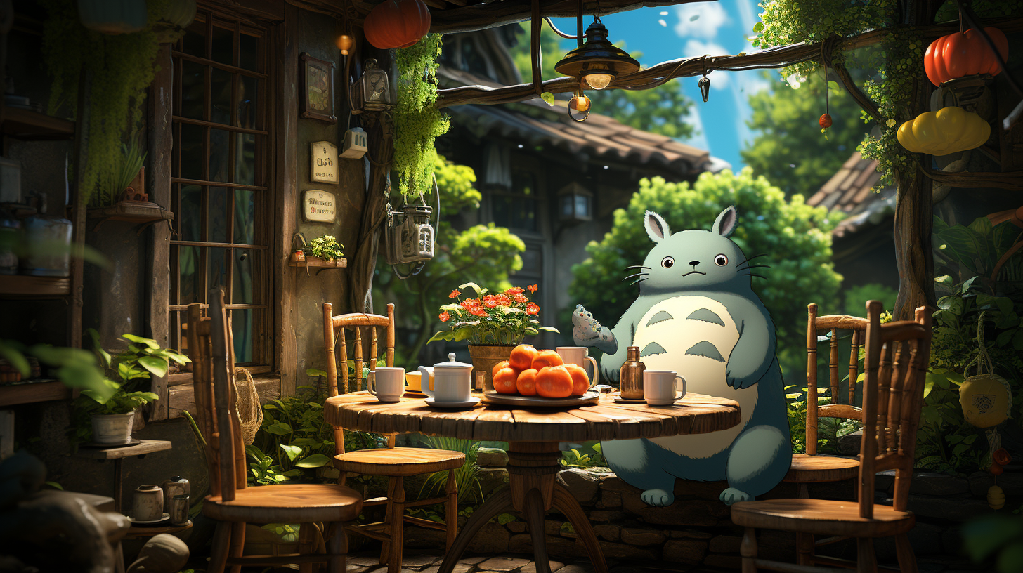 Table and Chair in Studio Ghibli-inspired Garden