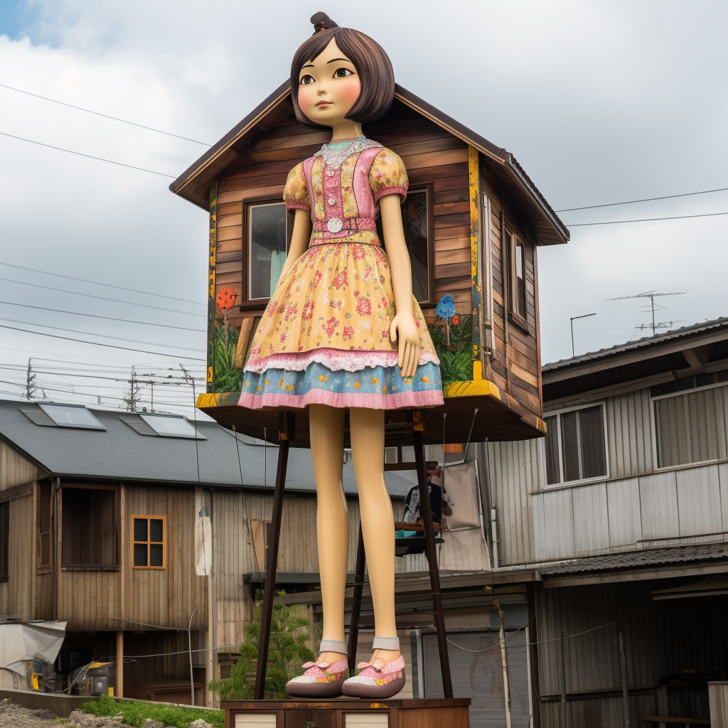 Giant Doll Crushing Tiny Houses